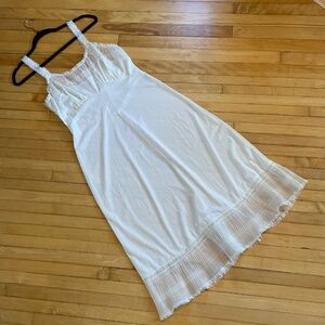 HENSEN Vintage Slip Dress Lingerie Lace Pleated Chiffon Bridal Coquette Boho